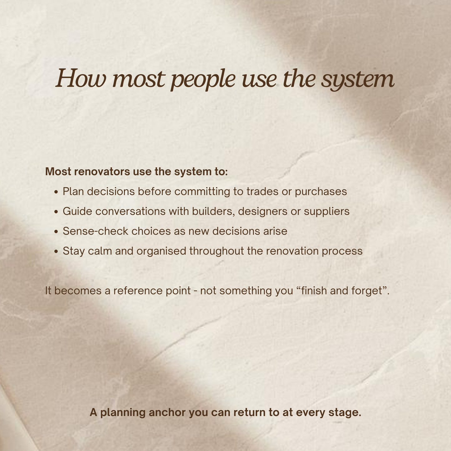 The Renovation Planning System