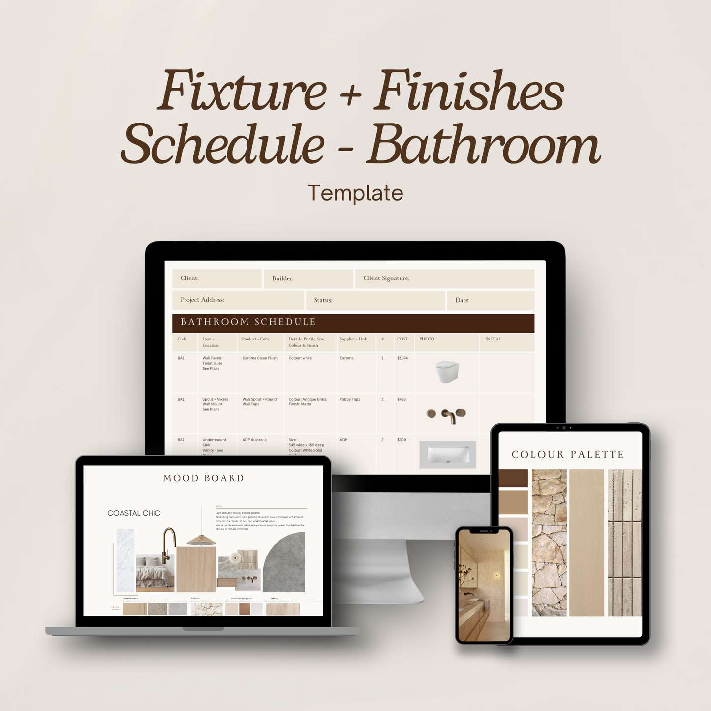 Bathroom - Fixture & Finishes Schedule Template