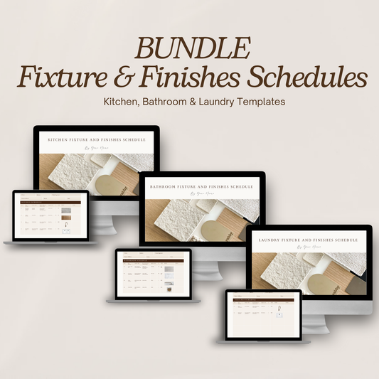 Fixture & Finishes Schedule Template - Bundle - Kitchen, Bathroom & Laundry