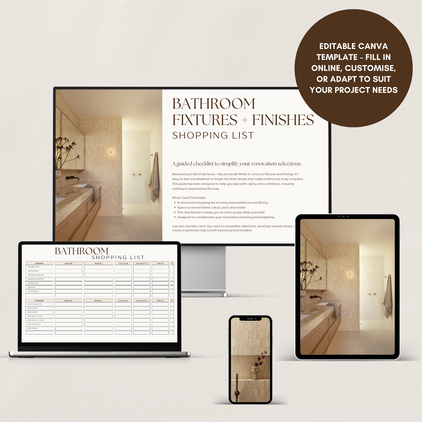 Bathroom Fixtures & Finishes Shopping List