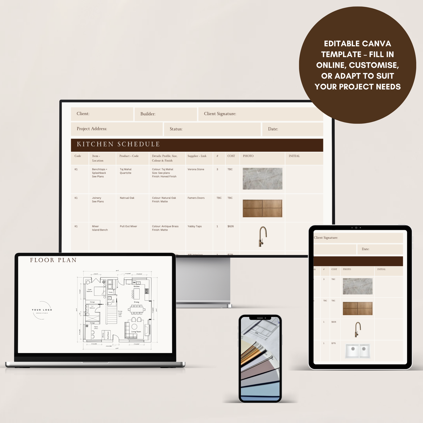 Kitchen - Fixture & Finishes Schedule Template