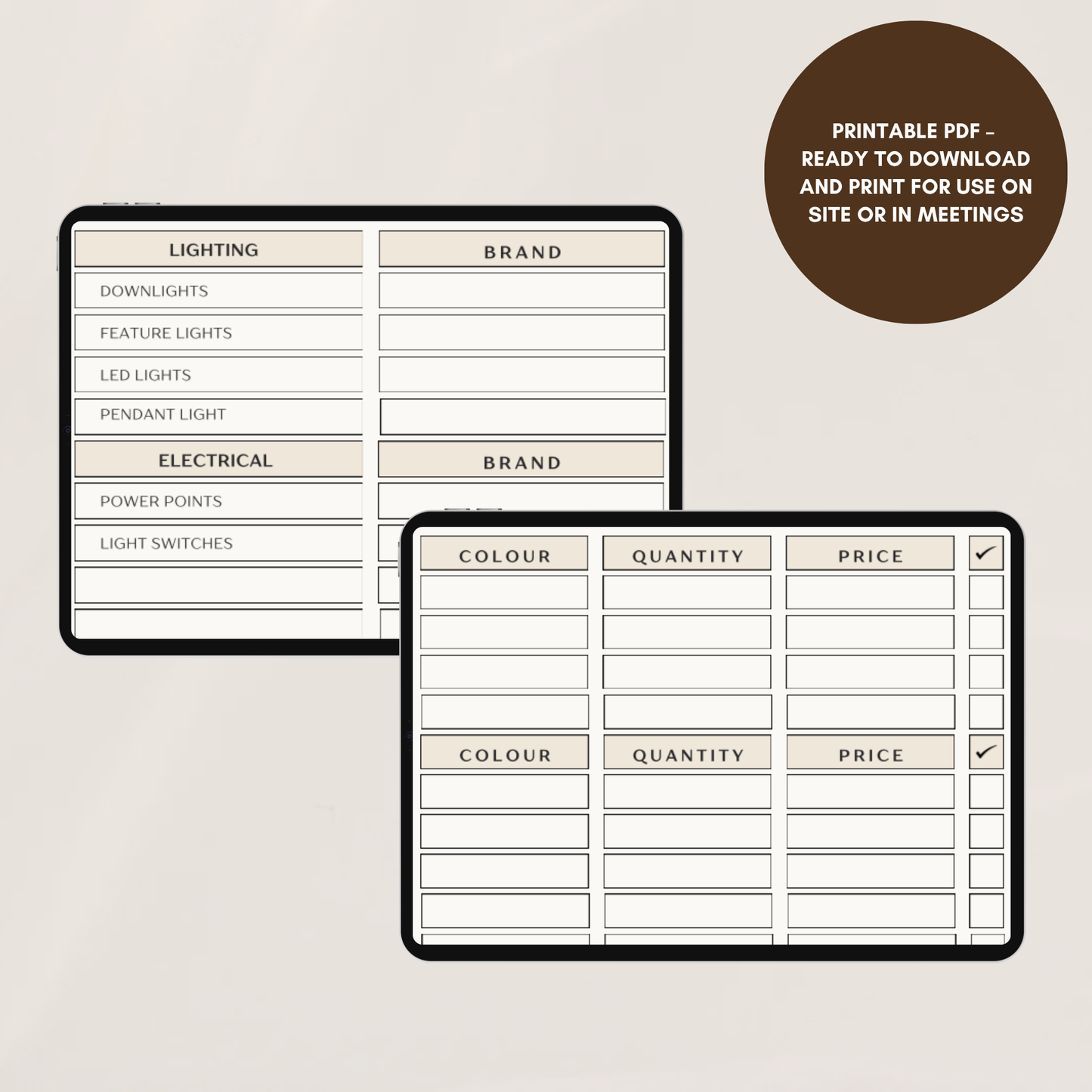 Fixture & Finishes Shopping List - Bundle