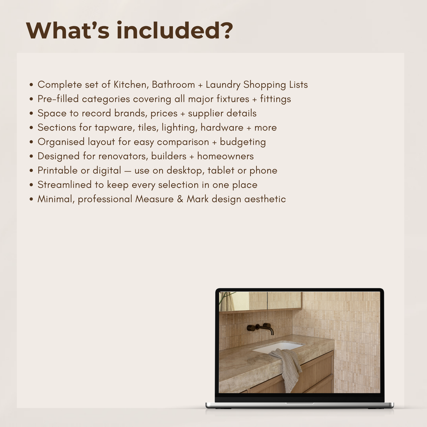 Fixture & Finishes Shopping List - Bundle