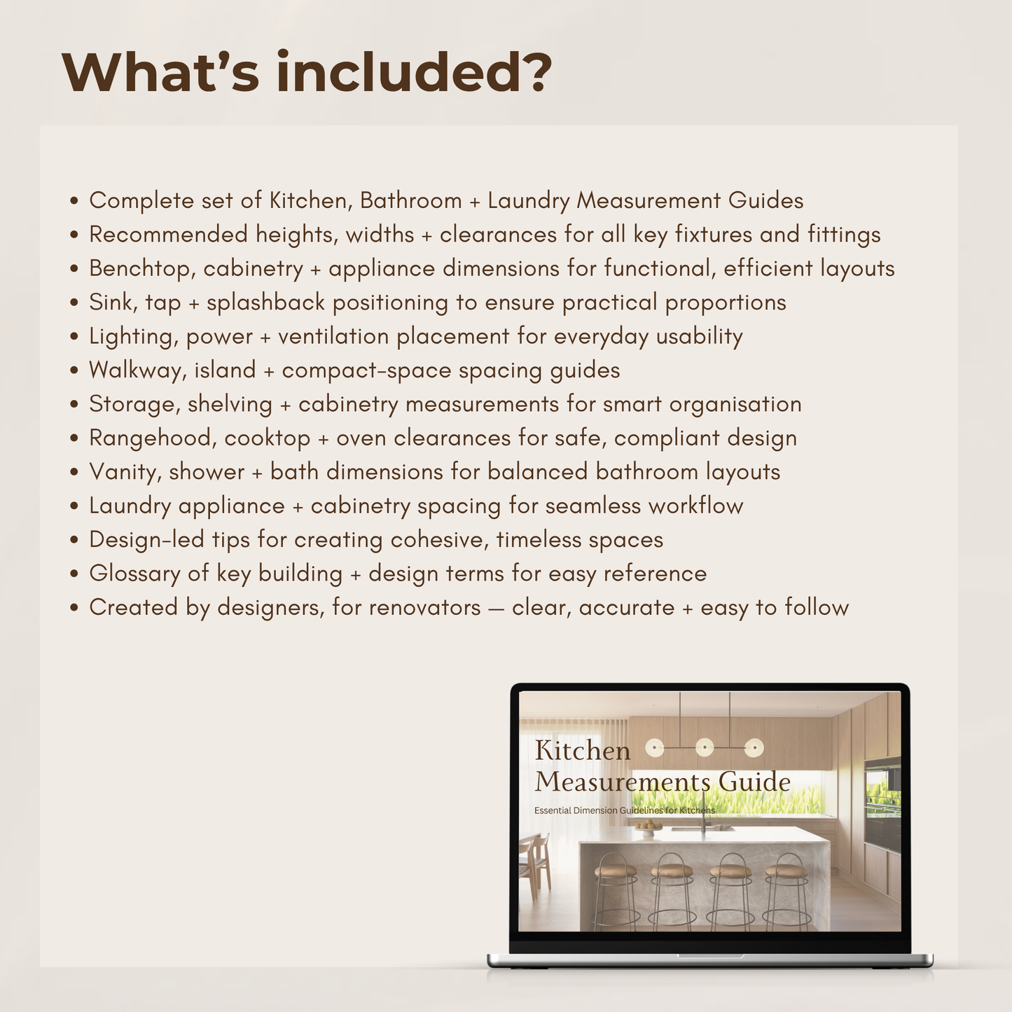 Measurements Guides -  Bundle - Kitchen, Bathroom + Laundry