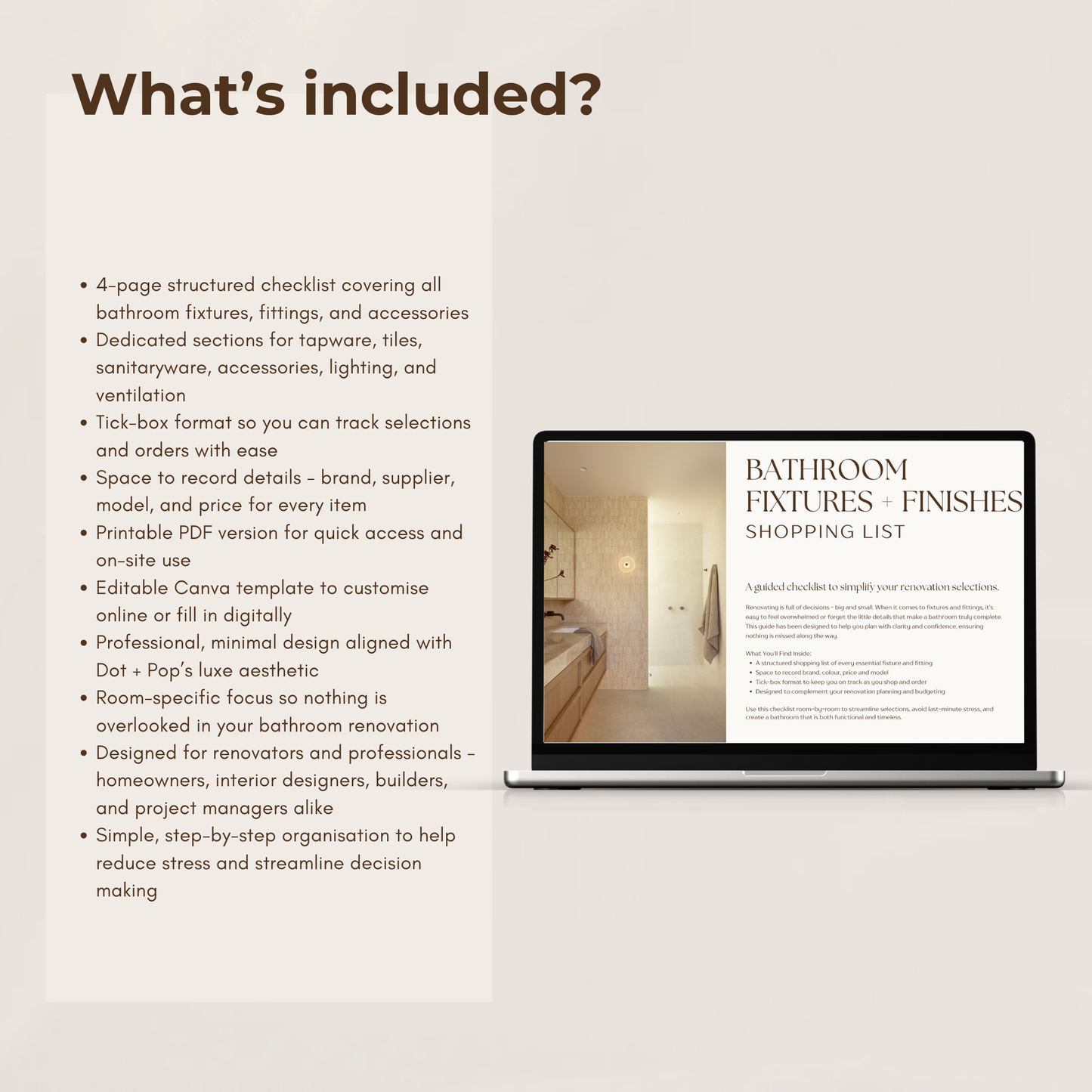 Bathroom Fixtures & Finishes Shopping List