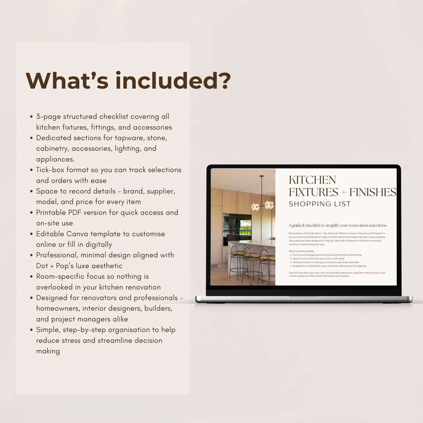 Kitchen Fixture & Finishes Shopping List