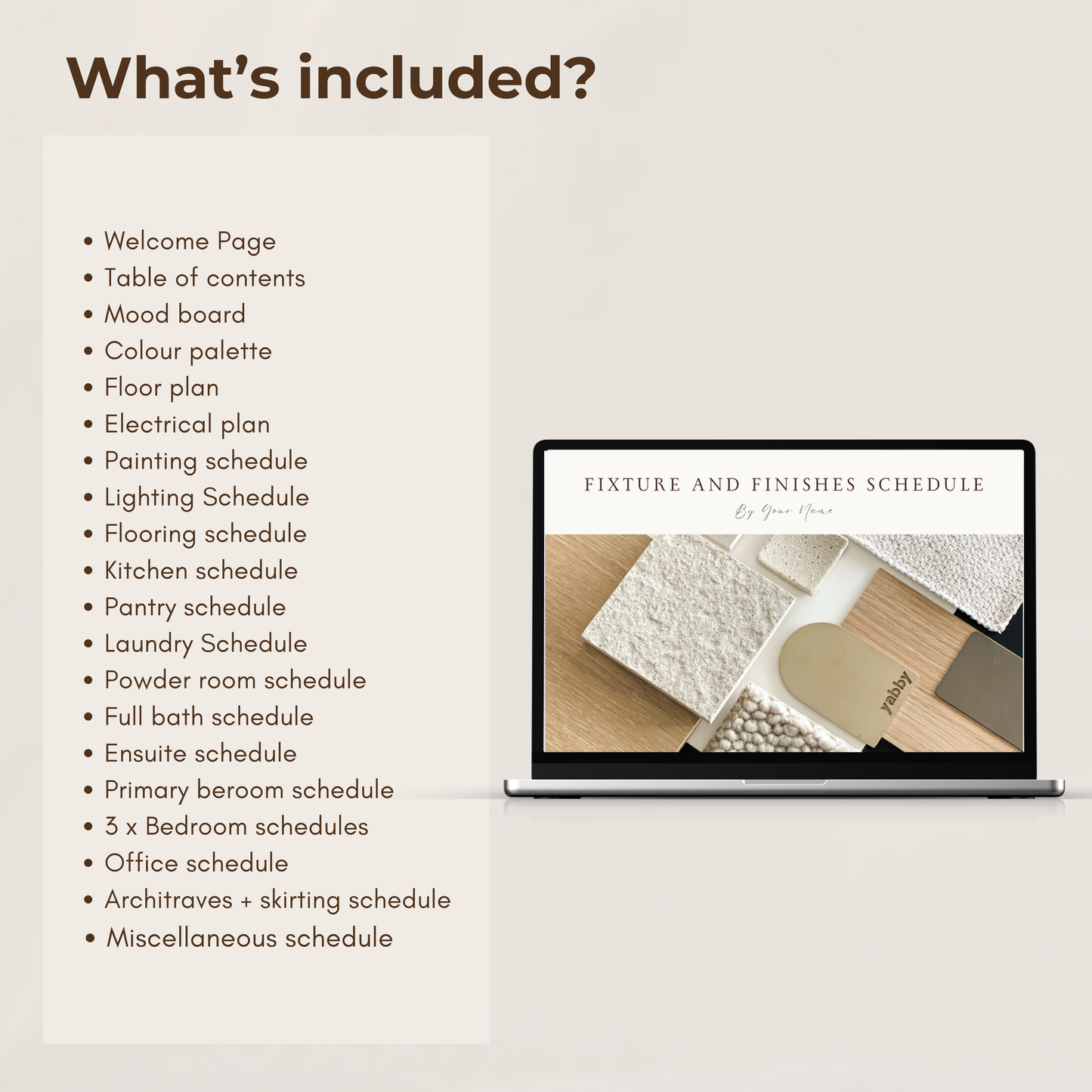 Fixture + Finishes Schedule Template - Entire Home