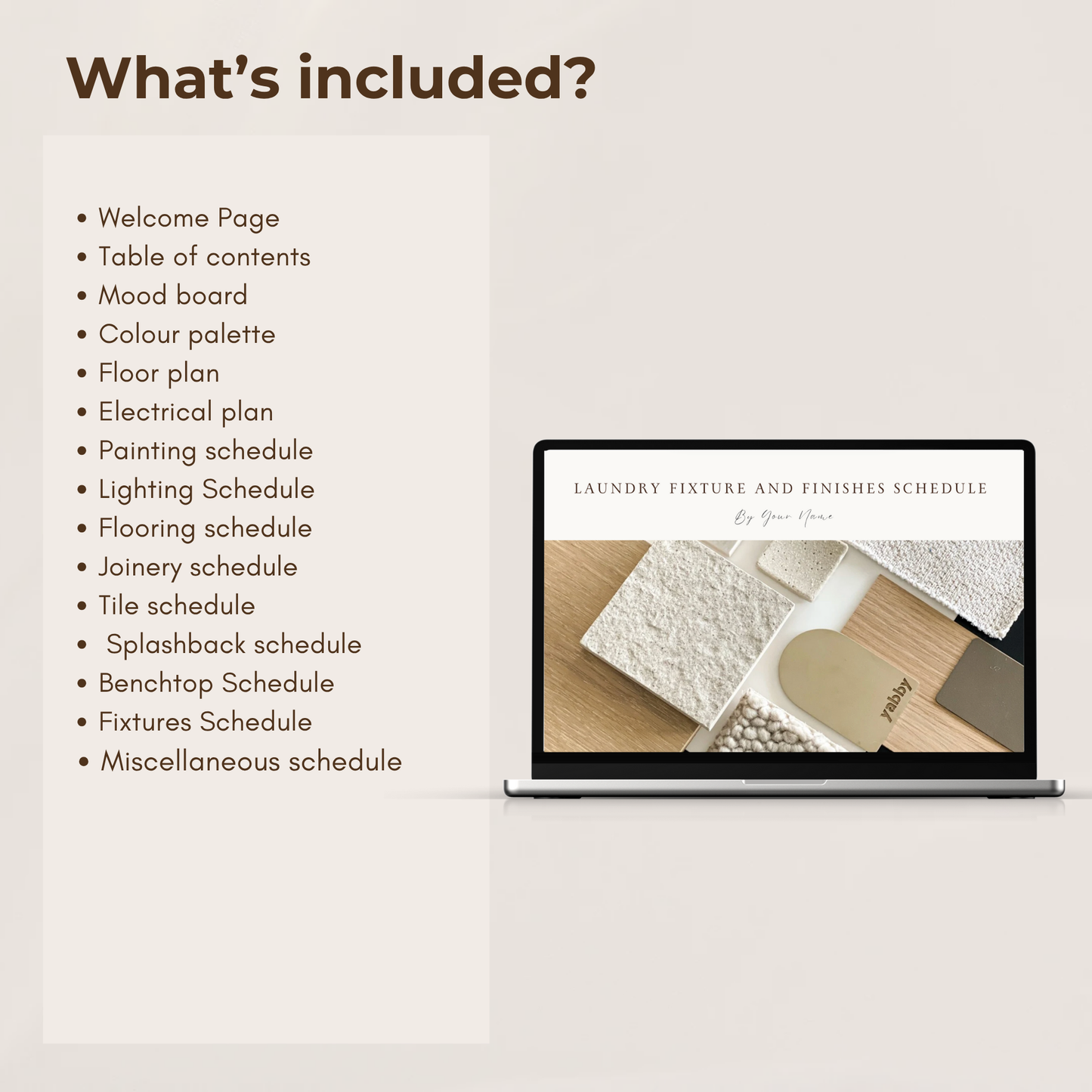 Laundry - Fixture & Finishes Schedule Template